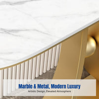 Contemporary Entryway Table, Marble Top, Metal Frame, Living Room
