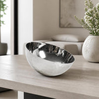 Hammered Metal Bowl Shiny Decorative Bowl Reflective for Tabletop, Dining Room, Entryway