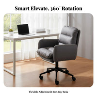 Armless Upholstered Rolling Chair Height Adjustable Desk Seat Ergonomic rear Support 360-Degree rotate for Teens, Women, Bedroom