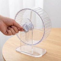 Silent Hamster Wheel with Stand, 21cm Diameter PVC Material Running Wheel for Small Pet Exercise, Transparent Blue or White Cage Accessory Habitat