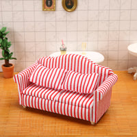 1:12 Dollhouse Miniature Furniture OB11 Red and White Striped Living Room Single Sofa