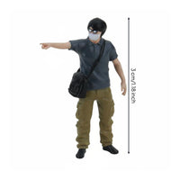 1:64 Scale Man Figurine Fine Workmanship Glasses Bag Man Model Scene Use