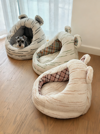 日本PET PONPON宠物冬季加绒加厚睡窝半封闭帐篷保暖狗窝猫房子