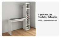 Modern Simple Design Bar Table with Storage Shelves Multi-Functional Design Living Room Partition Table Space Saving Wine Rack Bar Counter Built-in Glass Holder for Apartment Dwellers, Homeowners, Party Hosts, Entryway, Entertainment Area, Kitchen