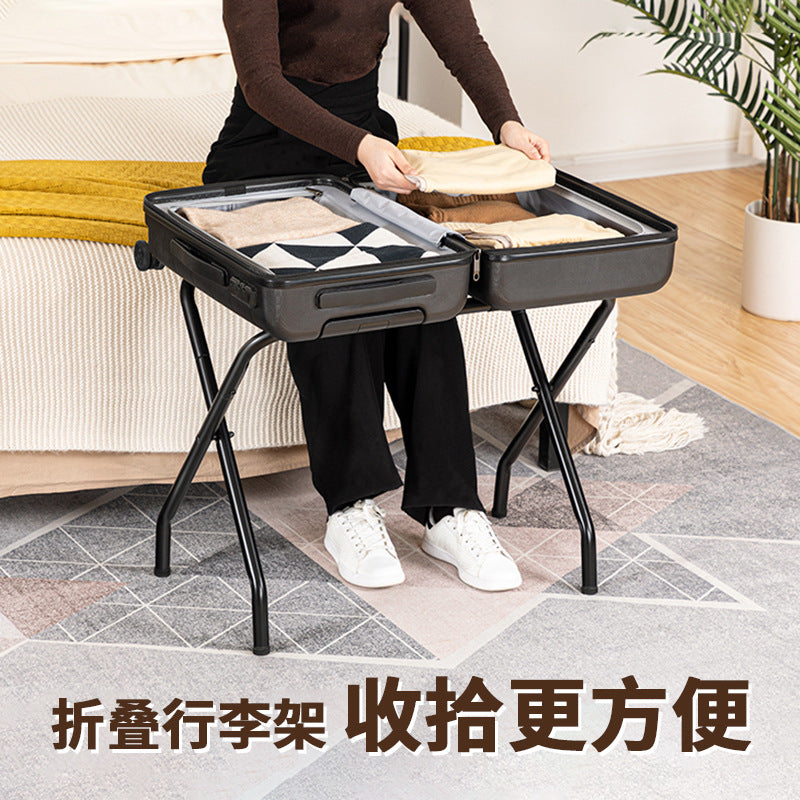 Foldable Luggage Rack for Hotels, Carbon Steel, Portable