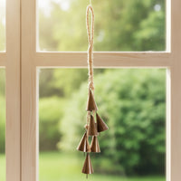 Pleasant Bell Ornament with Rope Loop Rustic Bell Cluster with Rope Charming Hanging Wind Chime Lightweight for Porch