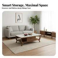 2 Pieces TV Stand and Coffee Table Set Nordic Design Living Room Furniture Modern Design Entertainment Center for Movie Enthusiasts, Small Areas, Home