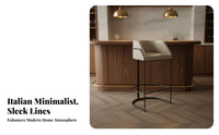 Light Luxury Aesthetic Upholstered Sled Base Stool Minimalist Design Counter Chair With Footrest Home Furnishing Padded Seat and Back for Interior Designers, Business Owners, Villa, Restaurant, Cafe, Kitchen Island