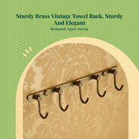 Sturdy Brass Antique Towel Rack Set, Vintage Wall Mounted Bathroom Hardware, No-Drill Accessories