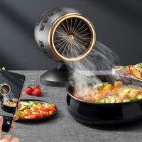 Compact Design Desktop Range Hood Installation-No-Installation-Needed Tabletop Smoke Absorber Strong Suction Desktop Kitchen Exhaust Fan Replaceable Filter for Apartment Dwellers, Students, Hot Pot, Indoor Grilling, Small Kitchens