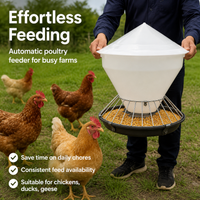 Automatic Chicken Feeder, 50cm Wet Weather Poultry Feeder, 60kg Large Capacity Outdoor Feed Trough for Duck & Goose