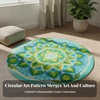 Mandala Meditation Pad Non-Slip Mandala Floor Carpet Multi-Functional Round Meditation Mat for Meditators, Spiritual Seekers, Indoors, Studio, Bedroom