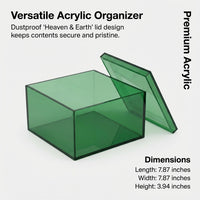 Acrylic Container with Lid, Square Shape Green Design, Storage Boxes for Shelves and for Food with for Collectors and Colored Display for Gifts