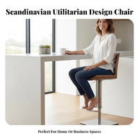 Upholstered Rotating Bar Stool Adjustable Height Upholstered Rotating Stool with Support Modern Design Integrated Footrest