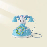 Musical Bunny Toy Phone Interactive Toy Telephone with Handset Light-up Play Phone Educational for Toddlers, Kids, Babies, Playroom, Nursery, Home