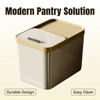 Airtight Rice Storage Container with Measuring Cup, Khaki Color Storage Bin, Easy Open Lid, Space Sa - Image 8
