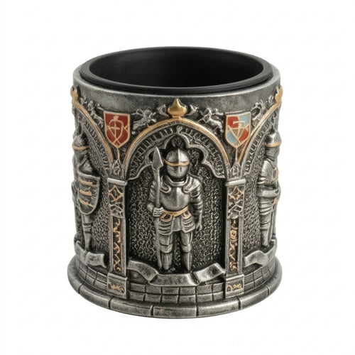 Cylindrical Planter Medieval Relief Flowerpot Textured for Tabletop, Collectors