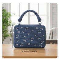 Feline Print Shoulder Laptop Bag Cute Embroidery Feline Print Tote Zipper