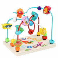Hand-Eye Coordination Wooden Bead Maze Toy Multi-Functional Bead and Wire Maze Toddler Activity Board for Toddlers, Babies, Playroom, Nursery, Preschool