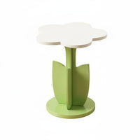 Flower Shaped Side Table Cream Look Flower Shaped End Table Floral Design Nightstand Rounded Edges Household Furniture