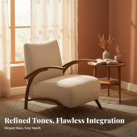 Upholstered Leisure Chair French Retro Sculptural Armchair Cream Aesthetic Comfortable for Readers, Adults, Bedroom