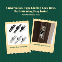 pane Lock, Type 90 Aluminum Sliding Door Hook, Security Latch, Adjustable, Easy to Install