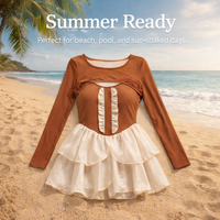 Swimsuits for Women with a Modest Swim Dress Design and Padded Bra, Long Sleeve for Water Sports and Aerobics