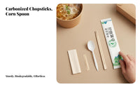 Disposable Biodegradable Tableware, Chopsticks, Spoon, Napkin, Dental Pick, Four-Piece Eco-Friendly Takeout Set