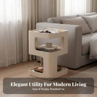 Space-Saving 2-Tier Accent Table Multi-Purpose Number 5 Shaped End Table Versatile Design Nightstand Exposed Storage for Apartment Dwellers, Homeowners, Students, Bedroom, Living Room, Study, Office