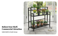Multitier Rolling plant Rack With casters Mobile Ladder Planter Shelf sturdy Easy to Assemble for Apartment Dwellers, Patio