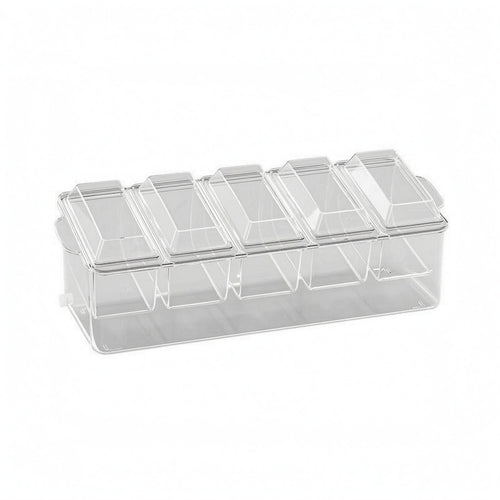 5 Compartment Food Container Outdoor Carry Rectangular Food Storage Container Individual Lids Divider Box