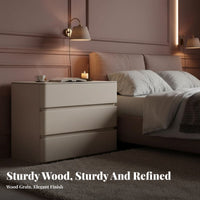 Modern Design 3-Drawer End Table Minimalist design Nightstand Sturdy Construction Bedroom Furniture Large Capacity for Homeowners, partners, Students, Guest Room, Office