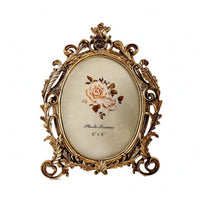 Antique Oval Frame Carved Scroll Detail Ornate Photo Frame Glass Front