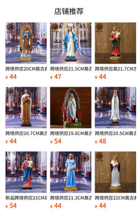 跨境供应21.3CM高古典蓝衣母亲人物摆件装饰礼品礼物树脂工艺品