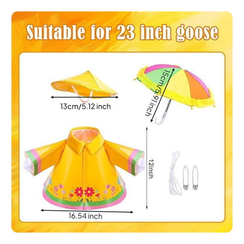 Goose Statue Raincoat Floral Pattern Porch Goose Costume for Garden
