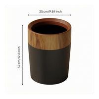 Cylindrical Trash Bin Decorative Wood-Grain Trash Bin Lightweight