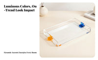 Rectangular Tray Raised Edge Tray Rectangular Acrylic Organizer Tray Vanity Tray Transparent Acrylic Construction Suitable for Living Room Display Kitchen Countertop Cosmetic Organization Book Shelf
