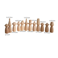 Wooden Peg Doll Removable Hat Imaginative Play Form Smooth Edges Children's Plaything for Kids