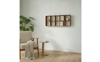 Wooden Shelf with 10 Compartments Space-Saving Wall-Mounted Display Shelf Compact for Collectors, Bedroom, Entryway