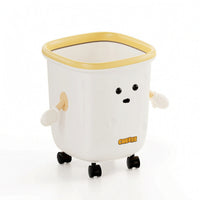 Trash Bin with Wheels Plastic Wheeled Garbage Can Compact for Children, Toddlers