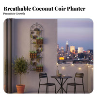 Space Saving Wrought Iron Wall Planter Retro Design Wall Hanging Flower Pot Sturdy Metal Hanging Planter Elegant for Apartment Dwellers, DIY Decorators, Balcony, Outdoor, Courtyard, Patio