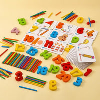 Printed Cards Montessori Math Set Raised Numbers Arithmetic Math Kit Colorful Wooden Number Toy Hands-on for Children