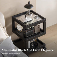 3-Tier Rolling Utility Trolley Locking Casters Bedside Table 360° Rotatable