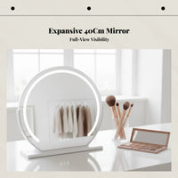 Desktop Vanity Mirror with LED Lights, Large Makeup Mirror, Press Control, Nordic