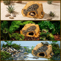 Resin Aquarium Rock Cave Decorations and Reptile Hideout, Aquatic Tank Decorations for Turtles, Aquatic Tank Ornaments for Snakes