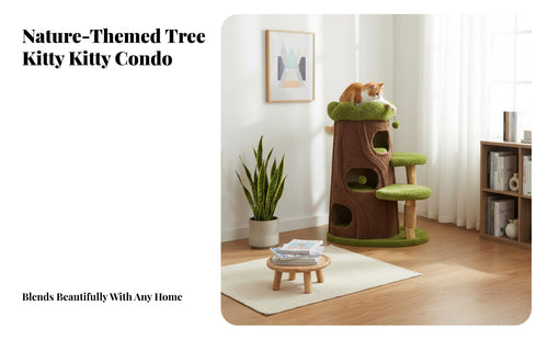 Sisal Scratching Post Multi-Level Feline Tree Allallall-All-Integrated Tree-Shaped Feline Structure Cozy Condos Pet Furniture Soft Fabric Perches for Felines, Kittens, Apartments, Indoors, Living Room, Home