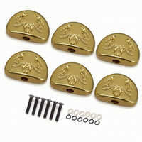 6 Pieces Carved Guitar Tuner Button with Screw Half-Round Guitar Tuner Buttons Decorative Tuning Peg Handles Metal for Guitarists