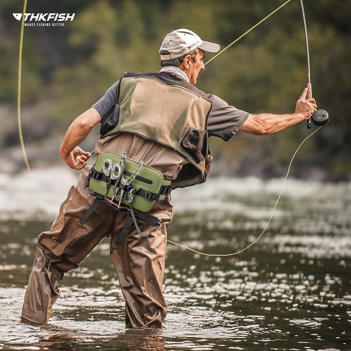 Waterproof Fishing Waist Bag with Adjustable Strap and Rod Holder