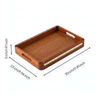 Wooden Tray with Handles Rounded Corners Household Item Easy to Carry