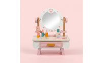 Pretend Vanity Table with Mirror Child-Friendly Toy Vanity Set Sturdy Grooming Station for Bedroom